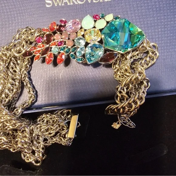Authentic Swarovski beautiful Multi Color Tropical Collar Necklace NIB. - Picture 10 of 15